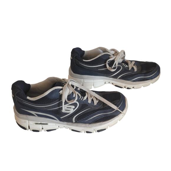 Skechers Women's Size 7.5 Navy Blue Lace-up Sports Sneakers Running Shoes - Picture 4 of 6